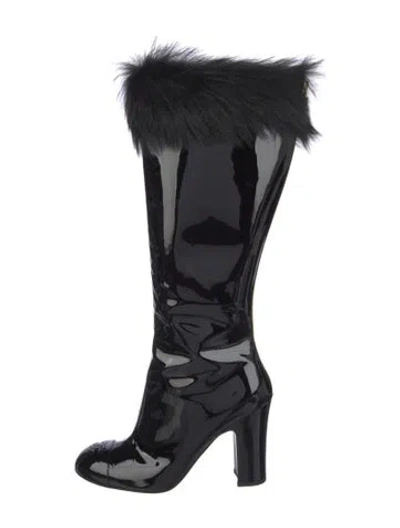Pre-owned Chanel 2023-2024 Interlocking Cc Logo Boots In Black