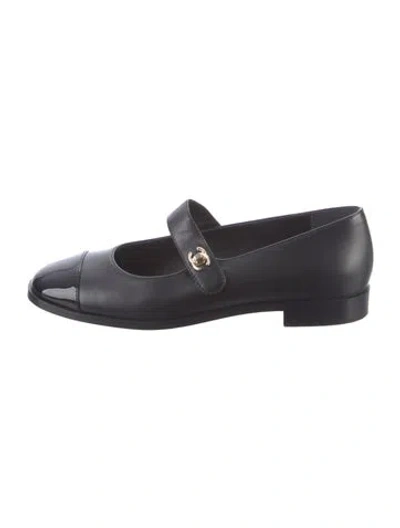 Pre-owned Chanel 2023-2024 Interlocking Cc Logo Mary Jane Flats In Black