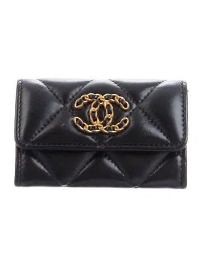 Pre-owned Chanel 2024 19 Card Holder Card Holder In Black