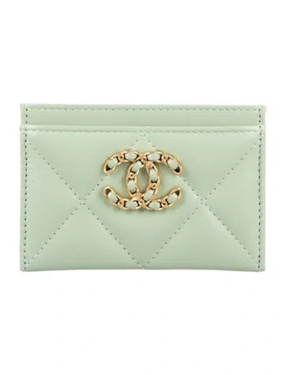 Pre-owned Chanel 2024 19 Card Holder In Green