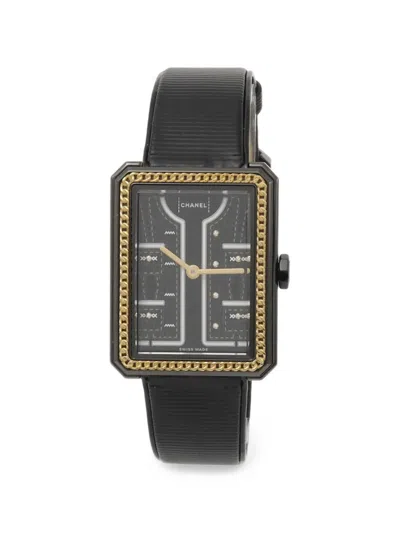 Pre-owned Chanel 2024 Boyfriend Couture 34mm Watch In Black