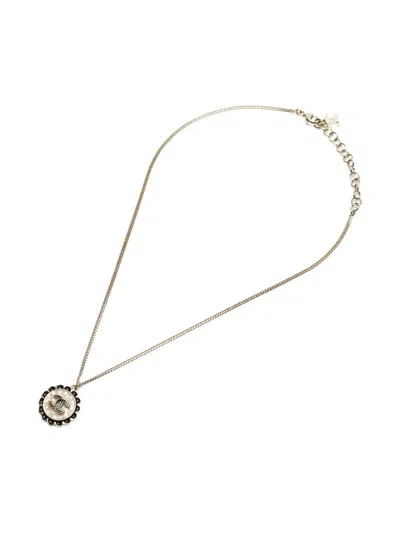 Pre-owned Chanel 2024 Camélia Cc Mark Pendant Necklace In Gold