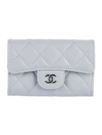 Pre-owned Chanel 2024 Card Holder Flap Wallet W/ Tags In Blue