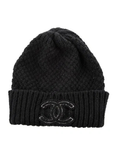 Pre-owned Chanel 2024 Cc Cashmere Beanie In Black