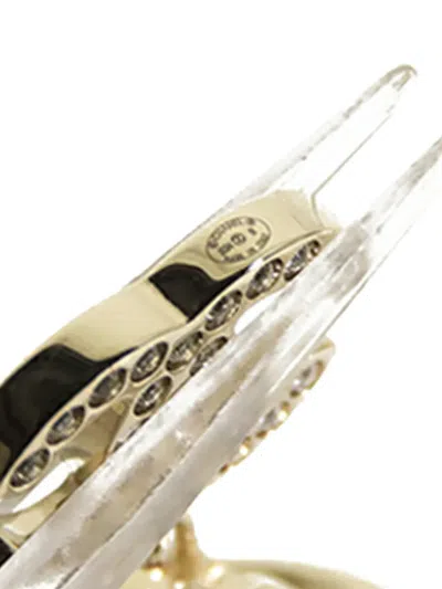 Pre-owned Chanel 2024 Cc Gold Plated Crystal Drop Hoop Push Back Earrings Costume Earrings