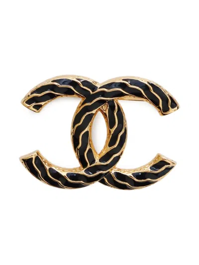 Pre-owned Chanel 2024 Cc Logo Brooch In Gold