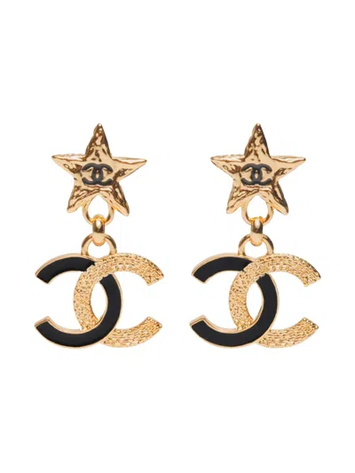Pre-owned Chanel 2024 Cc Mark Star Drop Earrings In Gold