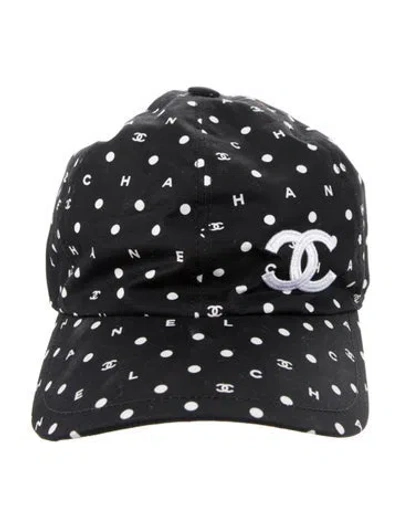 Pre-owned Chanel 2024 Cc Polka Dot Baseball Cap In Black