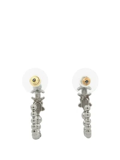 Pre-owned Chanel 2024 Cc Silver Plated Crystal Star Push Back Earrings Costume Earrings