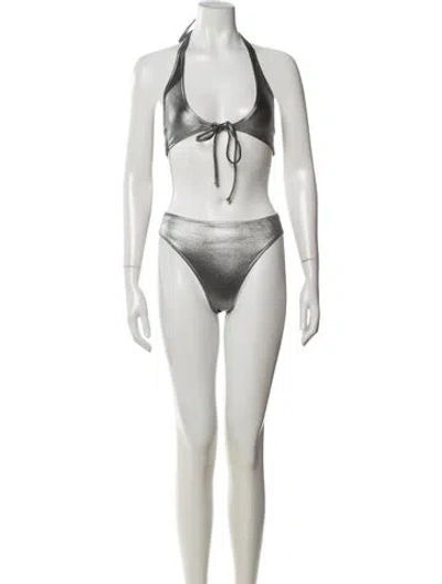 Pre-owned Chanel 2024 Chain-link Accents Bikini W/ Tags In Metallic/silver