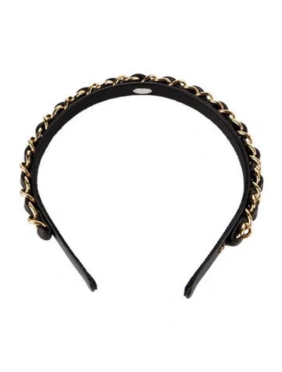 Pre-owned Chanel 2024 Chain-link Headband W/tags In Black