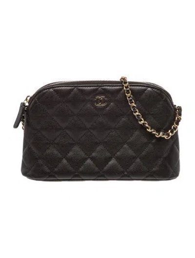 Pre-owned Chanel 2024 Classic Caviar Clutch W/ Chain In Black