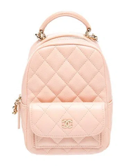 Pre-owned Chanel 2024 Classic Mini Caviar Backpack In Pink