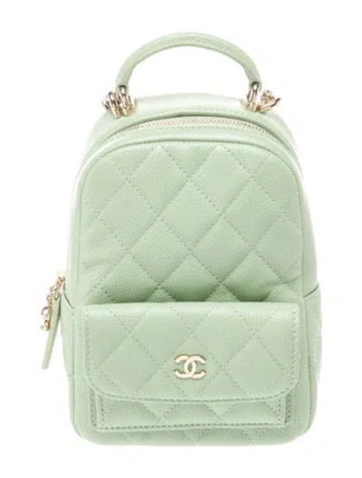 Pre-owned Chanel 2024 Classic Mini Cc Backpack In Green