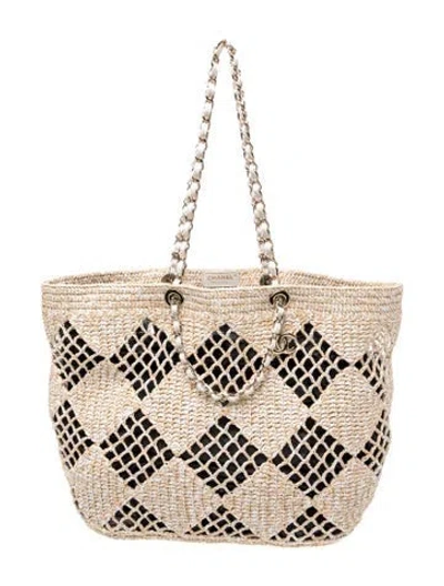Pre-owned Chanel 2024 Coco Beach Raffia Tote In Neutral