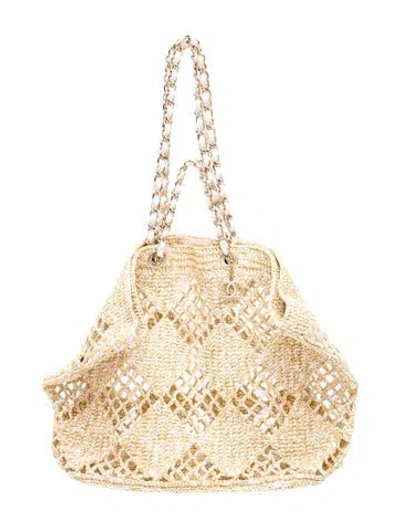 Pre-owned Chanel 2024 Coco Beach Raffia Tote In Neutrals