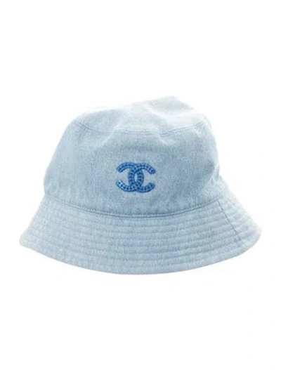 Pre-owned Chanel 2024 Coco Beach Reversible Bucket Hat In Blue