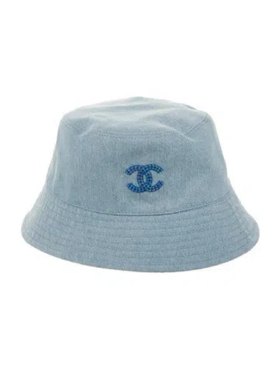 Pre-owned Chanel 2024 Coco Beach Reversible Bucket Hat In Blue