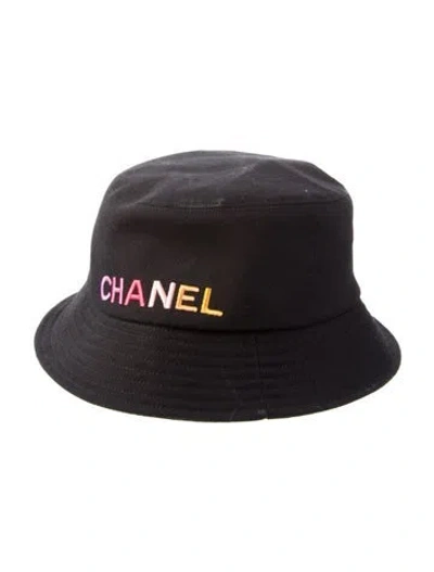 Pre-owned Chanel 2024 Cotton Bucket Hat In Black