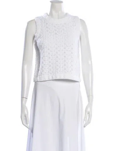 Pre-owned Chanel 2024 Crew Neck Sweater In White