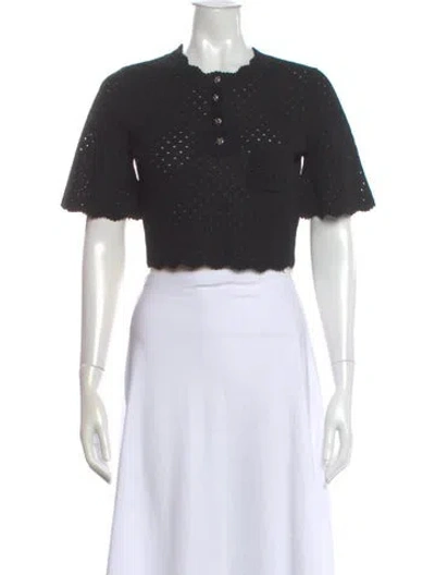 Pre-owned Chanel 2024 Crochet Crop Top W/ Tags In Black