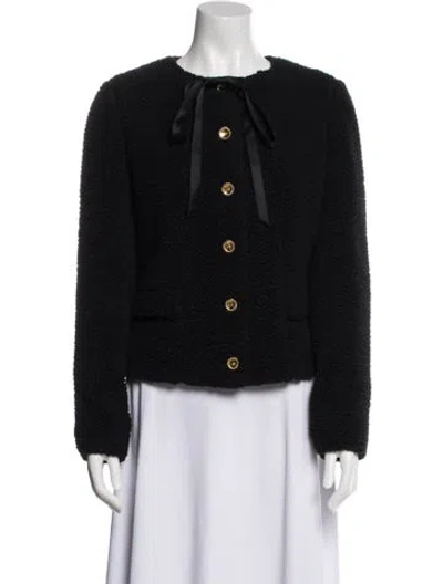 Pre-owned Chanel 2024 Faux Shearling Evening Jacket W/ Tags In Black