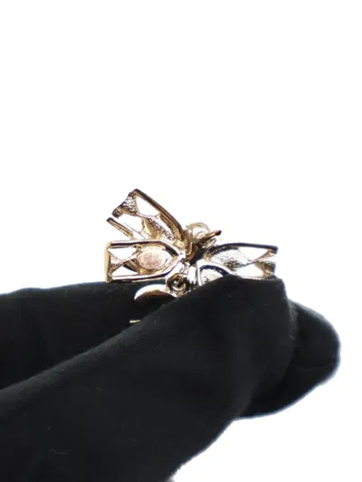 Pre-owned Chanel 2024 Gold Plated Crystal Cc Bow Brooch Costume Brooch