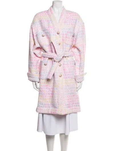 Pre-owned Chanel 2024 Graphic Print Coat W/ Tags In Pink