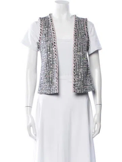 Pre-owned Chanel 2024 Graphic Print Jacket In Gray