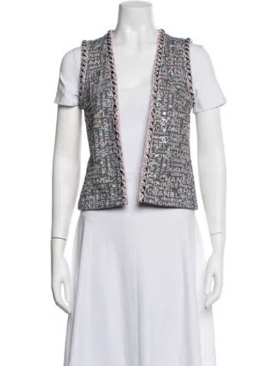 Pre-owned Chanel 2024 Graphic Print Vest In Grey