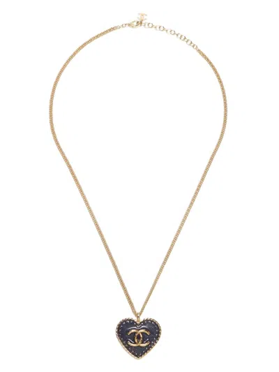 Pre-owned Chanel 2024 Heart Cc Necklace In Gold