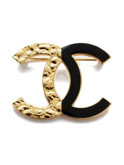 Pre-owned Chanel 2024 Interlocking-cc Brooch In Gold