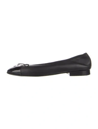 Pre-owned Chanel 2024 Interlocking Cc Logo Ballet Flats In Black