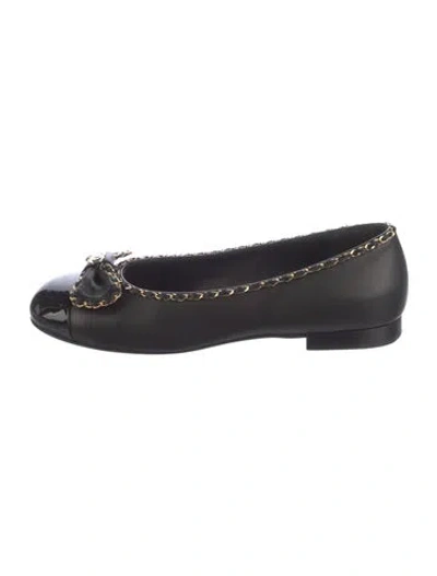 Pre-owned Chanel 2024 Interlocking Cc Logo Ballet Flats In Black