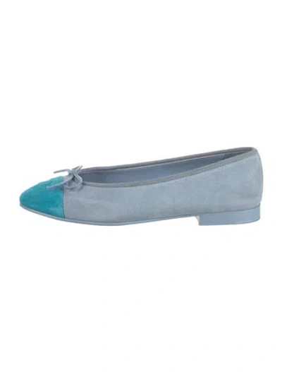 Pre-owned Chanel 2024 Interlocking Cc Logo Ballet Flats In Blue