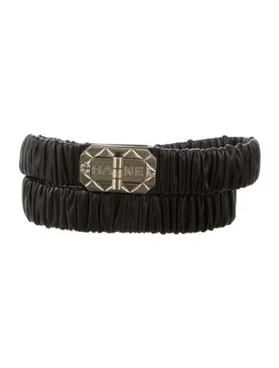 Pre-owned Chanel 2024 Interlocking Cc Logo Belt In Black