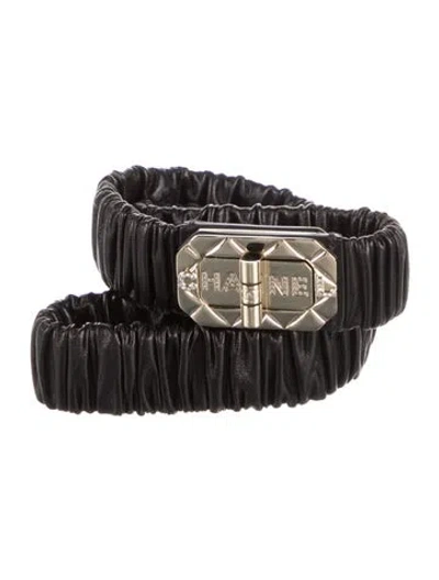 Pre-owned Chanel 2024 Interlocking Cc Logo Belt In Black