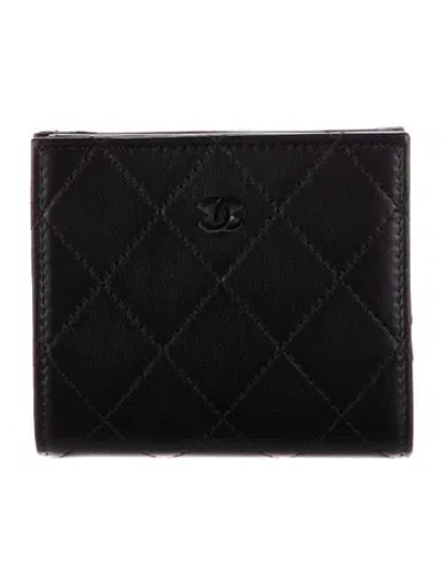 Pre-owned Chanel 2024 Interlocking Cc Logo Bifold Wallet W/ Tags In Black