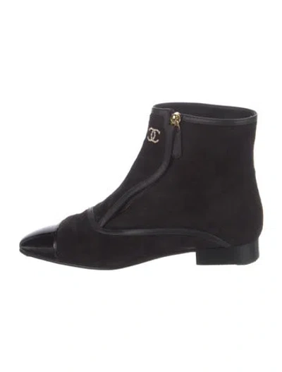 Pre-owned Chanel 2024 Interlocking Cc Logo Boots In Black