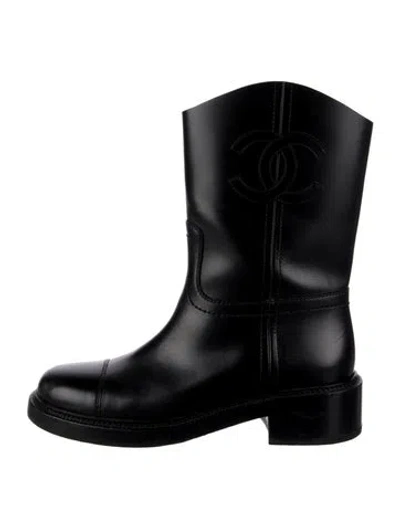 Pre-owned Chanel 2024 Interlocking Cc Logo Boots In Black