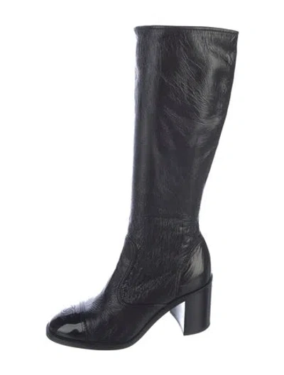 Pre-owned Chanel 2024 Interlocking Cc Logo Boots In Black