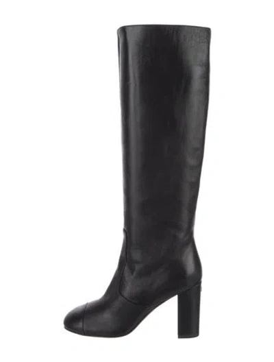 Pre-owned Chanel 2024 Interlocking Cc Logo Boots In Black