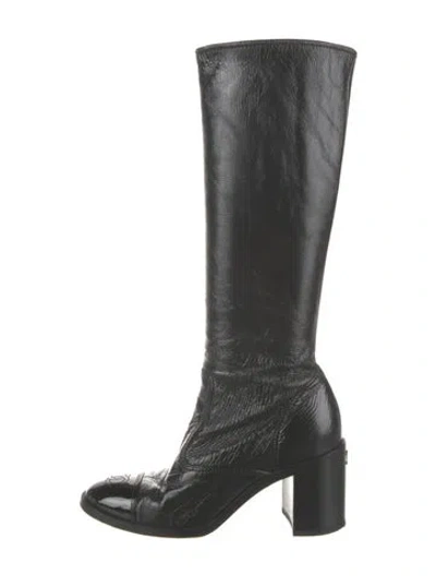 Pre-owned Chanel 2024 Interlocking Cc Logo Boots In Black