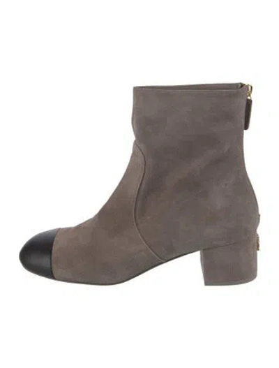 Pre-owned Chanel 2024 Interlocking Cc Logo Boots In Grey