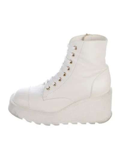 Pre-owned Chanel 2024 Interlocking Cc Logo Boots In White