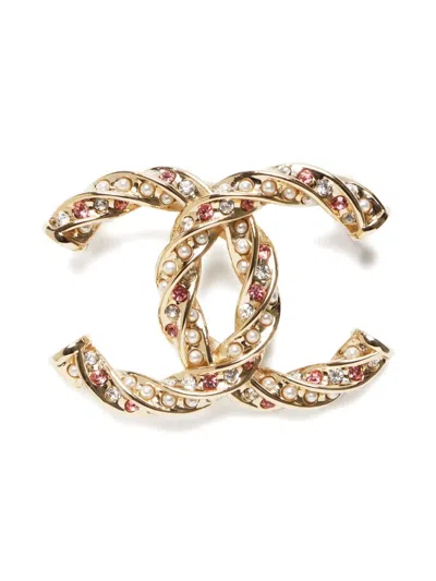 Pre-owned Chanel 2024 Interlocking Cc Logo Brooch