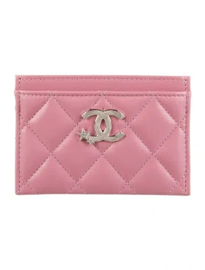 Pre-owned Chanel 2024 Interlocking Cc Logo Card Holder In Pink