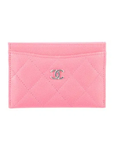 Pre-owned Chanel 2024 Interlocking Cc Logo Card Holder In Pink
