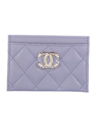 Pre-owned Chanel 2024 Interlocking Cc Logo Card Holder W/ Tags In Purple