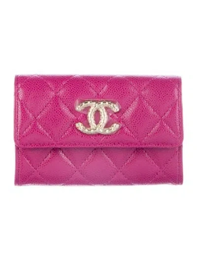 Pre-owned Chanel 2024 Interlocking Cc Logo Card Holder W/ Tags In Purple